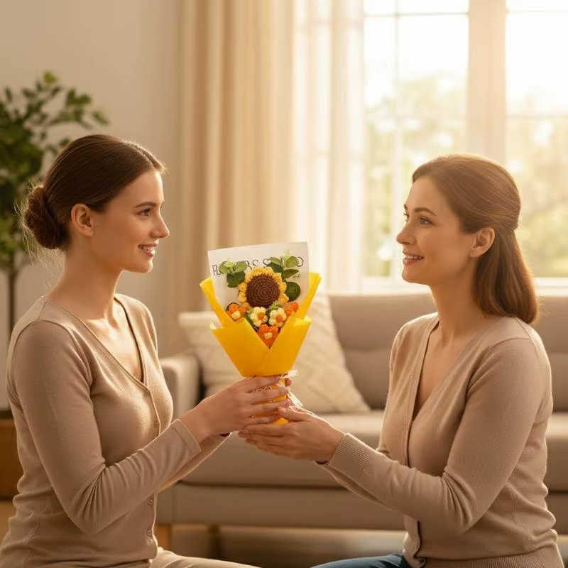 Bouquet de fleurs artificielles roses et tournesols