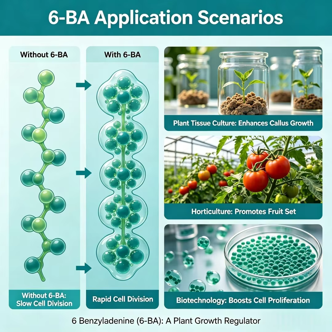 6-BA 6-Benzylaminopurine Cytokinine en poudre, régulateur de croissance des plantes, favorise la germination et la division cellulaire