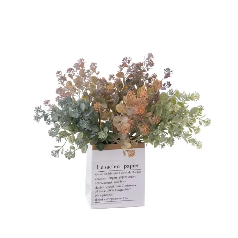 Qiuya-Plante Verte Artificielle Blanche