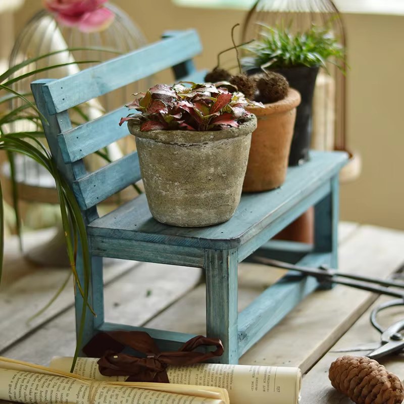 Porte-pot de fleurs en bois naturel