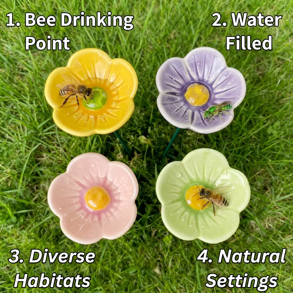 Abreuvoir en céramique pour fleurs et abeilles