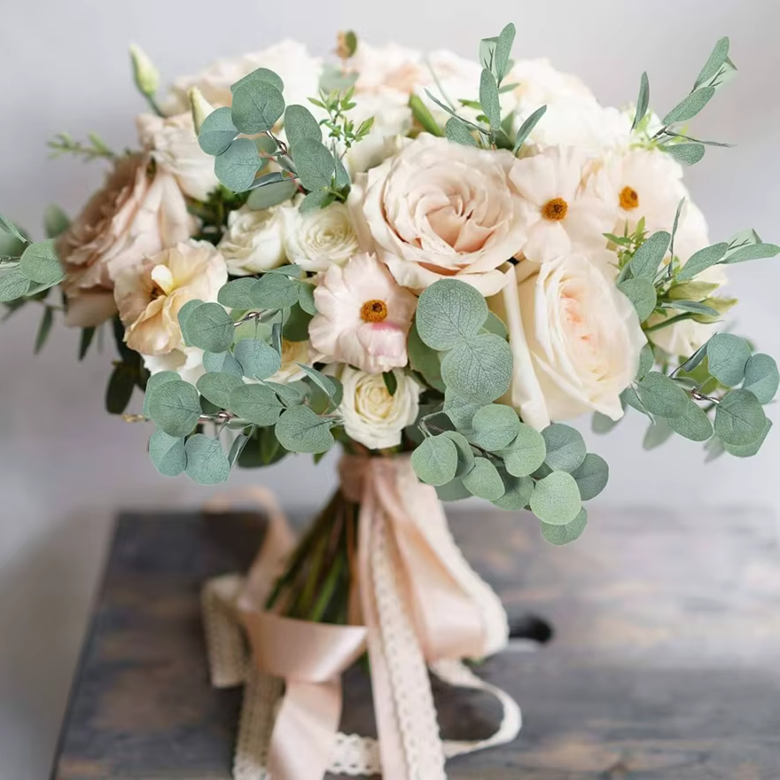 10Pcs Plantes Artificielles Soie Feuilles D'eucalyptus Bricolage Festival Vase Maison Scrapbook Fleurs Jardin Mariage Nuptiale Décoration De Fête
