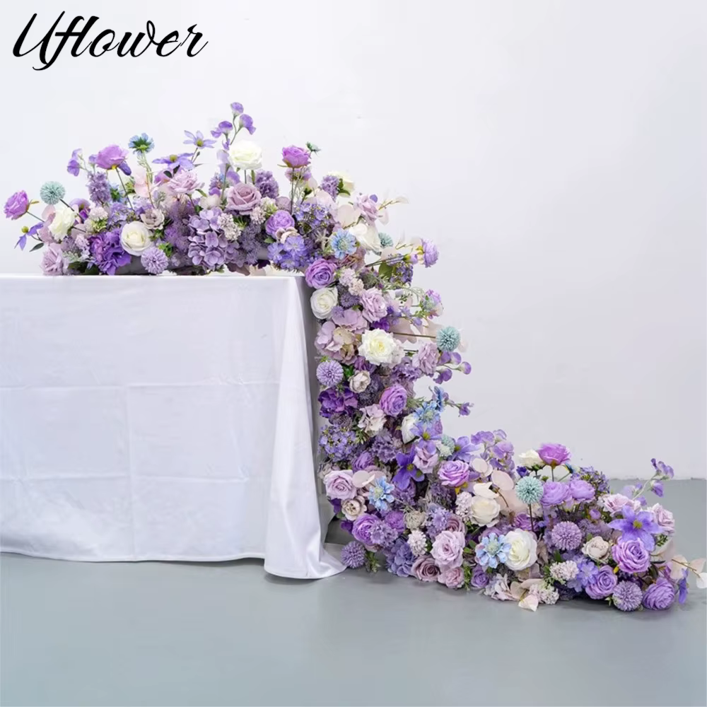 Uflower 200 cm luxe Rose fleur artificielle rangée Table pièce maîtresse mariage toile de fond fleurs mur Arches décor fête scène florale