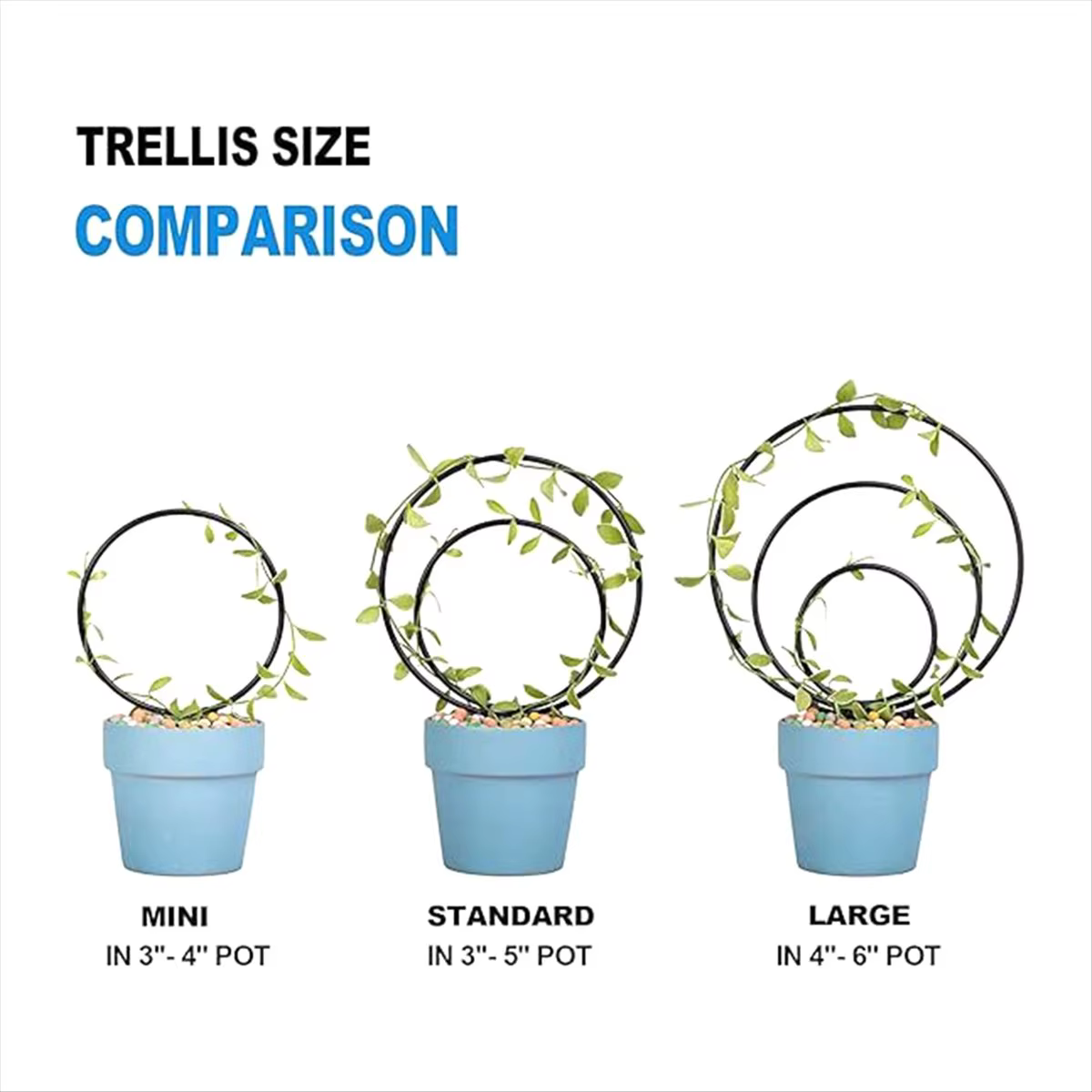 A36T-Ensemble de 3 treillis ronds d'intérieur pour plantes grimpantes