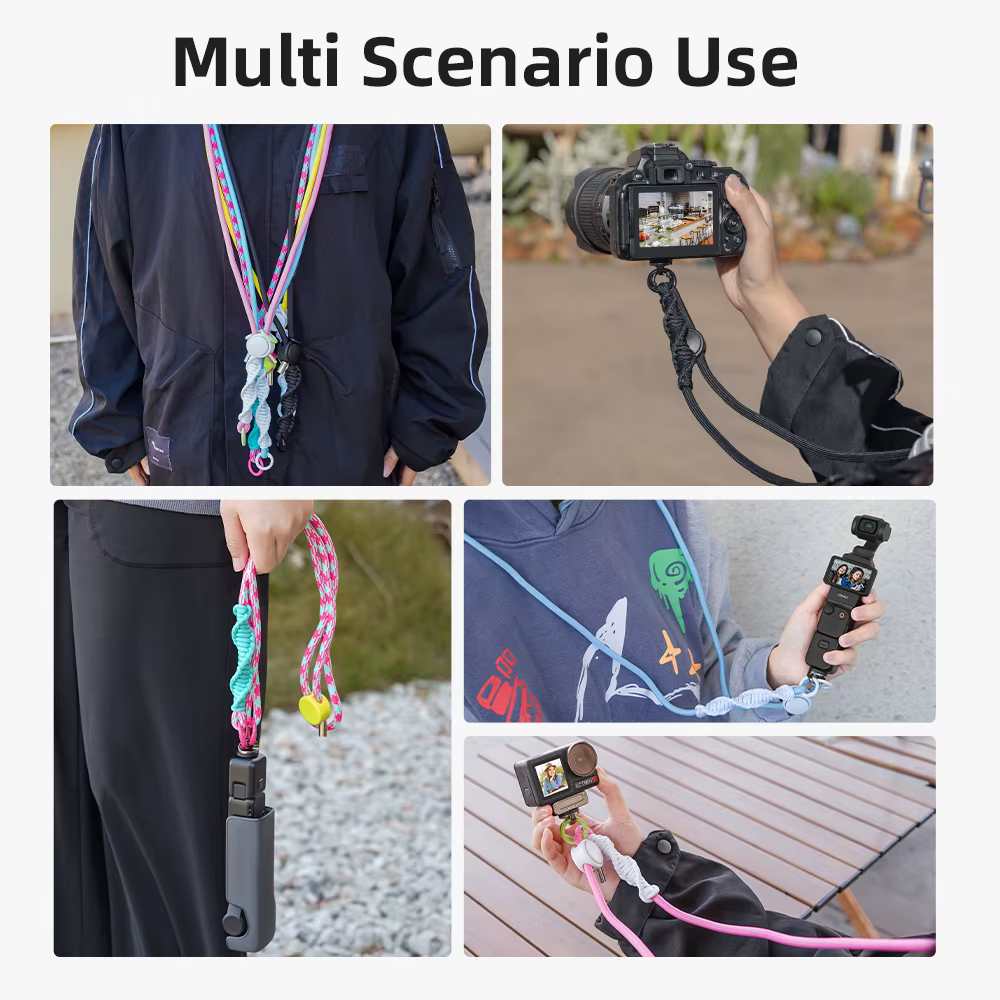 Accessoires pour Dji Osmo Pocket 3/4 : Lanière pour caméra de poche, sangle tour de cou mains libres, sangle bandoulière, sangle bandoulière réglable, facile à transporter, comprend une vis 1/4