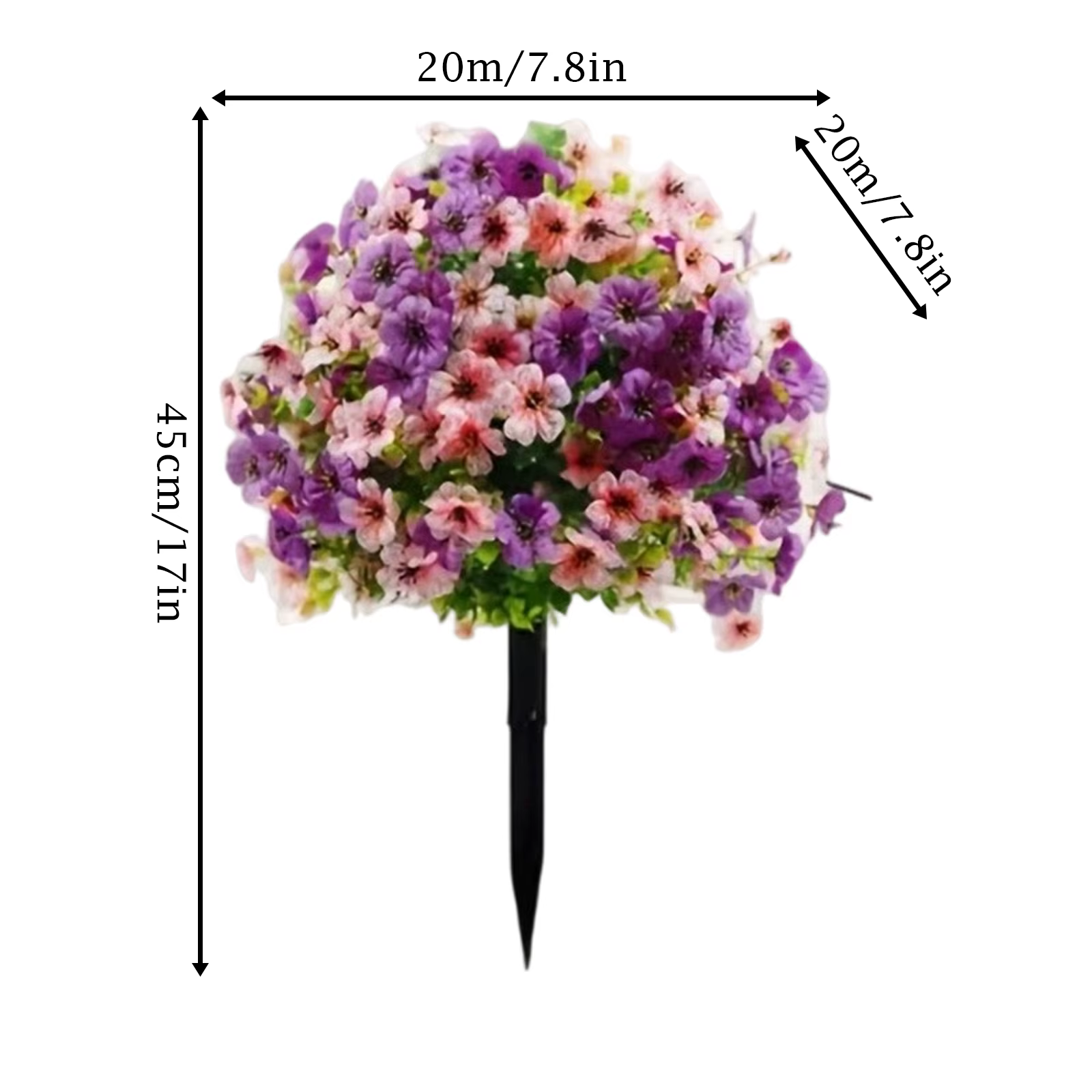 Décoration florale artificielle violette sur piquet pour jardin