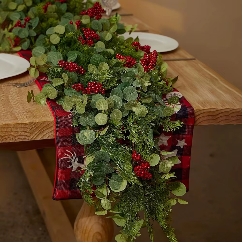 Guirlandes de cippresse de noël au toucher réel