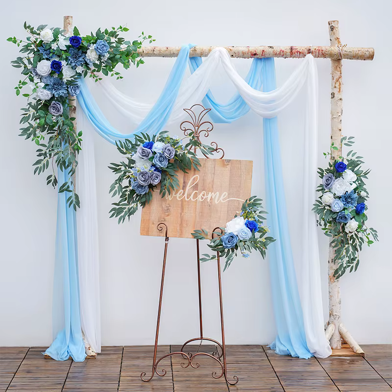 C8634 Haze série bleue fleur avec verdure signe de bienvenue