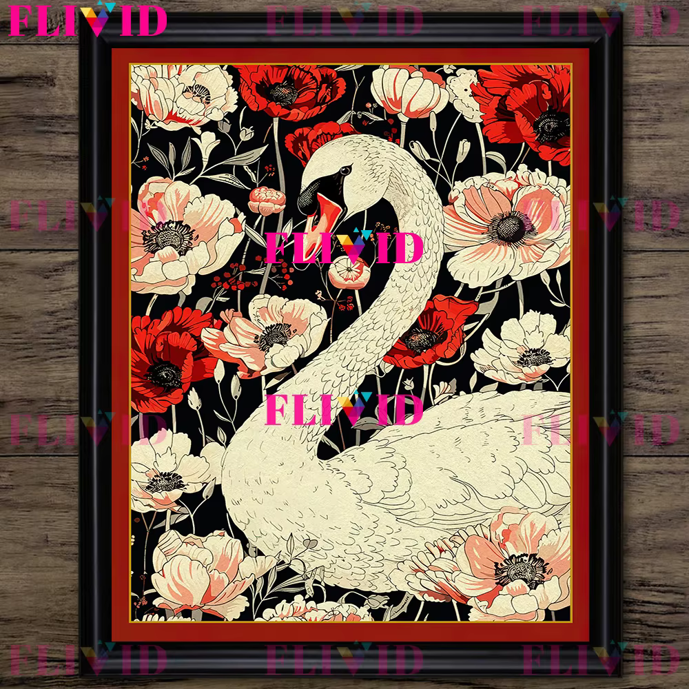 Toile d'art mural Vintage avec animaux dans les fleurs de la Jungle