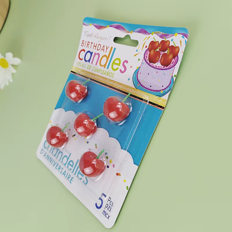 Bougie de gâteau d'anniversaire cerise, décoration de fête, amour, petite décoration de gâteau cerise, bougie créative de dessin animé pour enfants