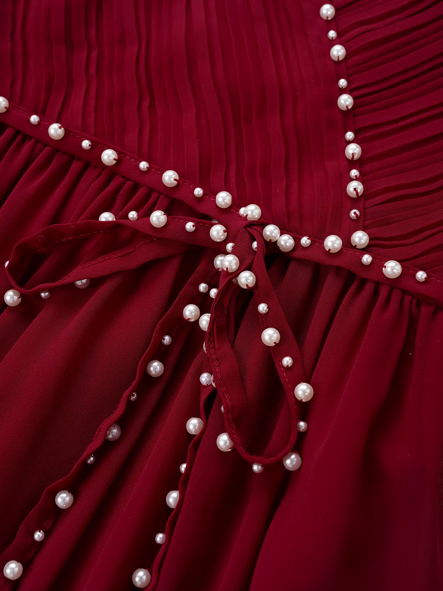 Robe à fleurs pour filles, élégante robe de soirée en mousseline de soie perlée, froncée, col en V, sans manches, avec nœud découpé, pour demoiselle d'honneur, mariage