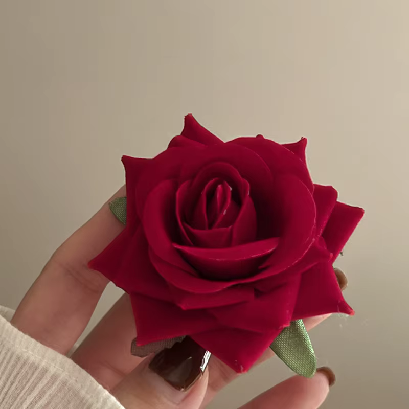 Épingle à cheveux rétro rouge Rose fleur chic élégant à la mode pince latérale accessoires pour cheveux