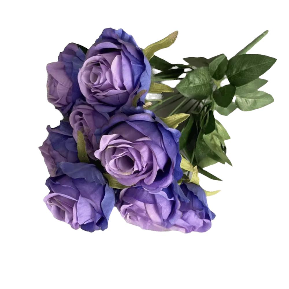 Fleur artificielle rose multicolore à 9 têtes