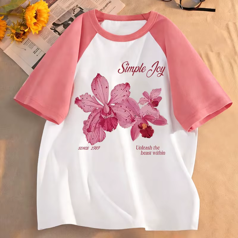 T-shirts à motif floral amusant pour enfants, t-shirt décontracté pour filles, été et printemps