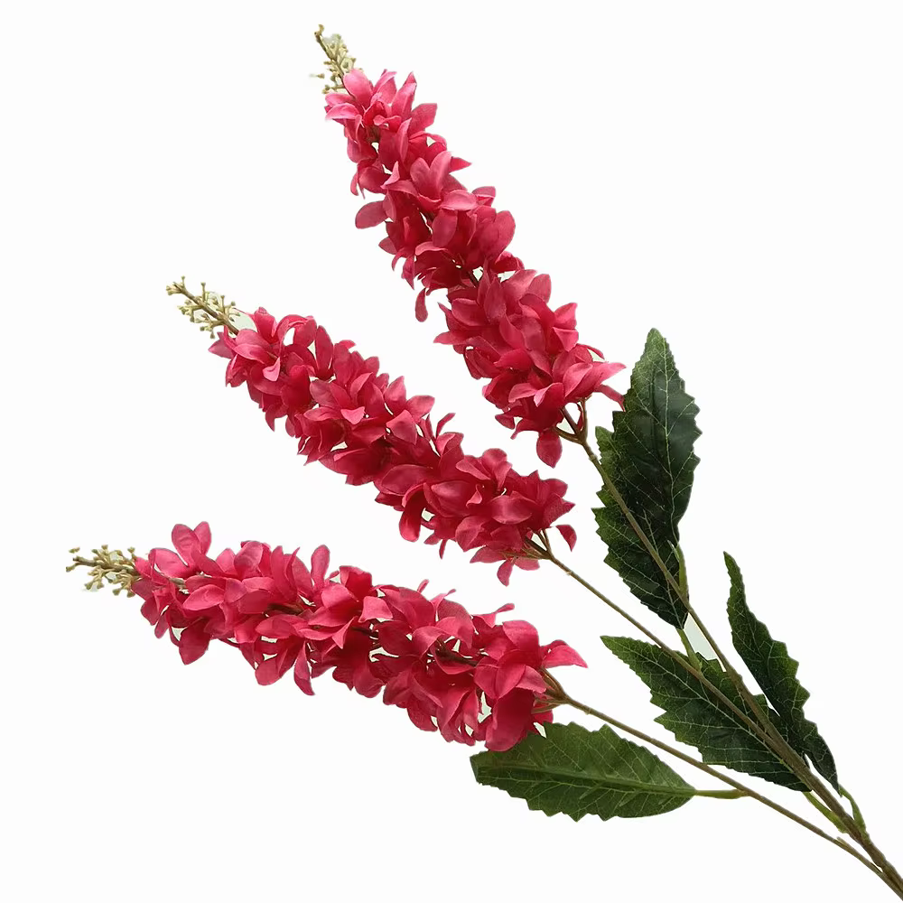 Un larkspur artificiel pour la décoration florale d'hôtel de mariage 3 fourchettes branche de fleur de jacinthe en soie