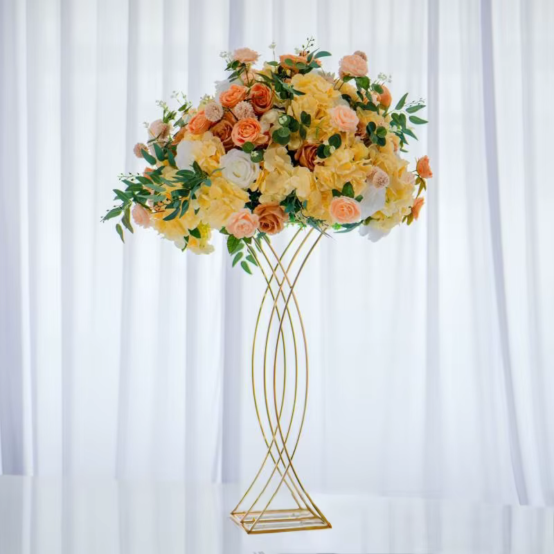 Support de fleurs en métal galvanisé en or