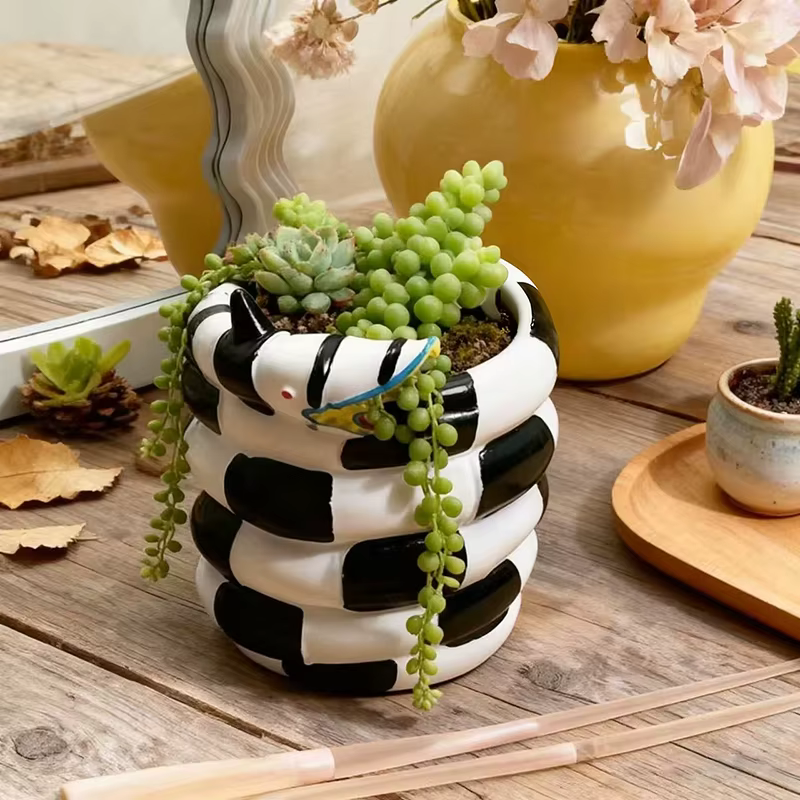 Pot de fleurs créatif en spirale en forme de serpent