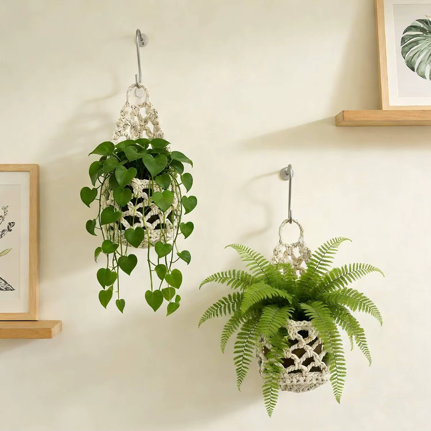 Panier suspendu en macramé bohème pour plantes succulentes