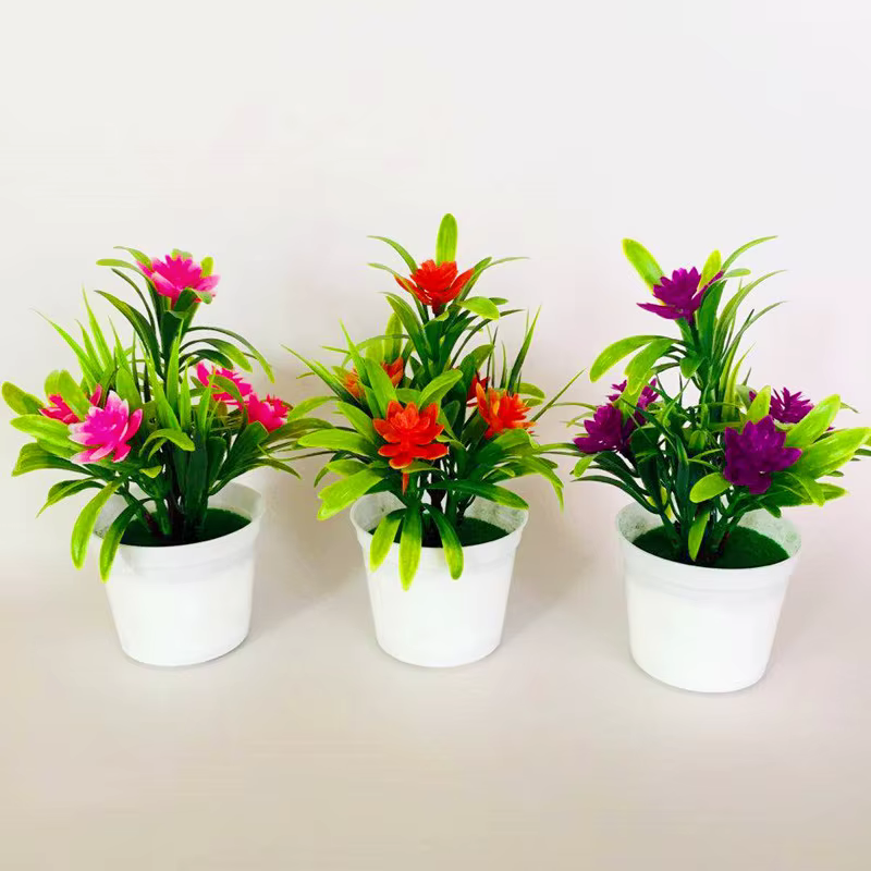 Mini-bonsaï de fleurs artificielles en pot pour décoration de table