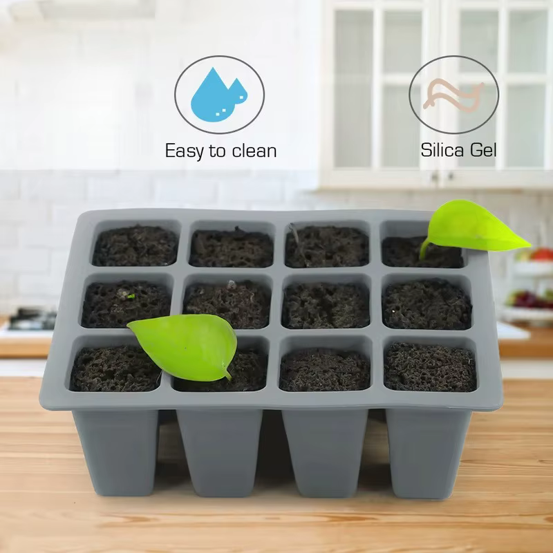 Plateau de Germination de graines carré en Silicone à 9 carreaux
