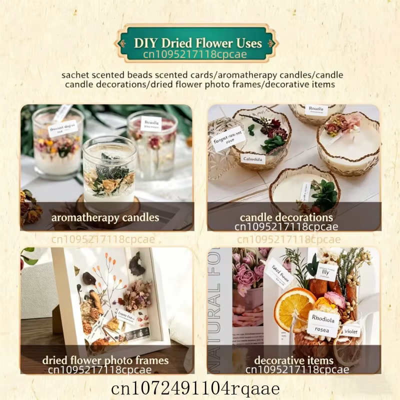 Mélange de fleurs séchées naturelles de qualité supérieure pour la fabrication de savons et de bougies DIY : rose