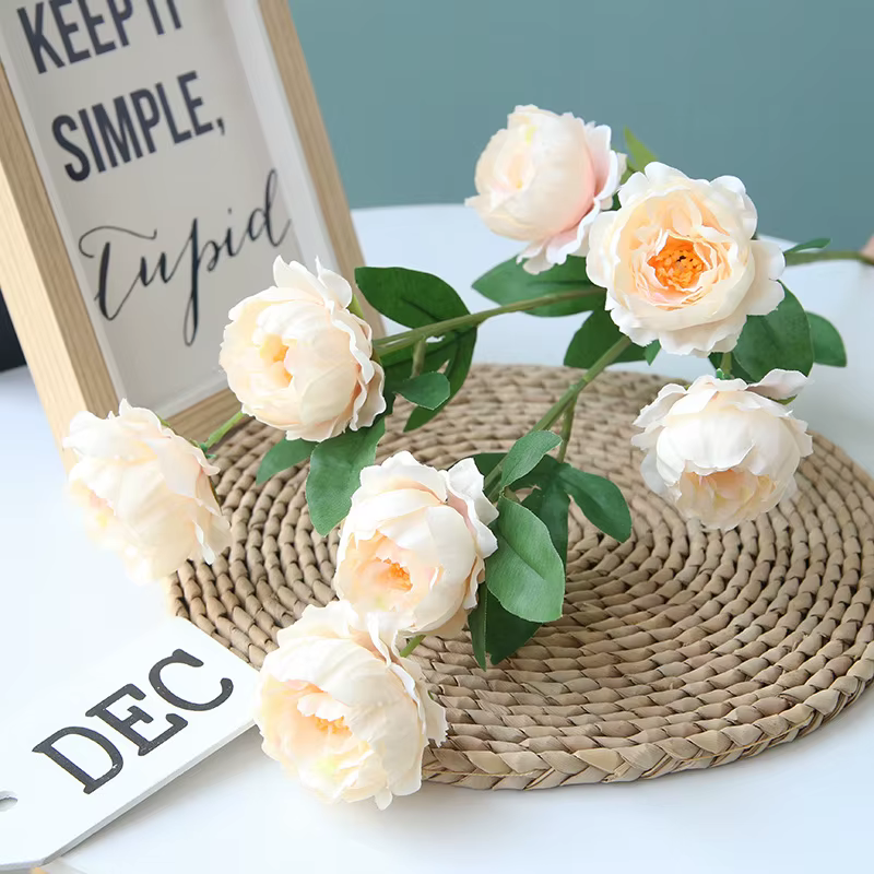 7 têtes de pivoines artificielles