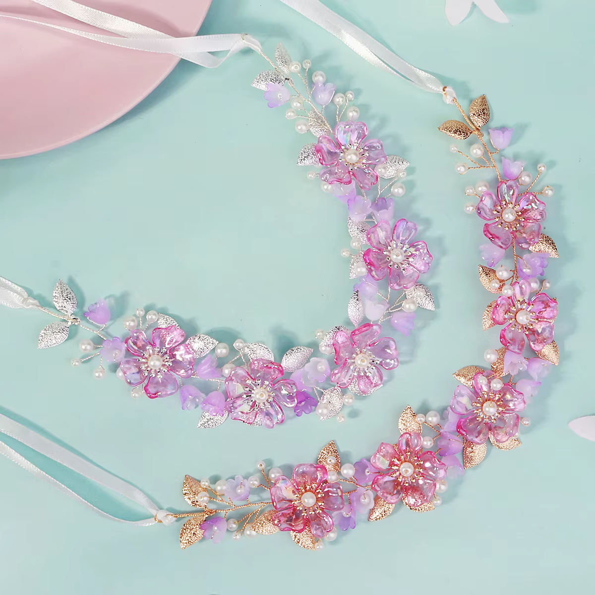 Couronne de fleurs pour la tête, accessoires de coiffure en fausses fleurs, couronne de fleurs pour fête, couronne florale pour fête