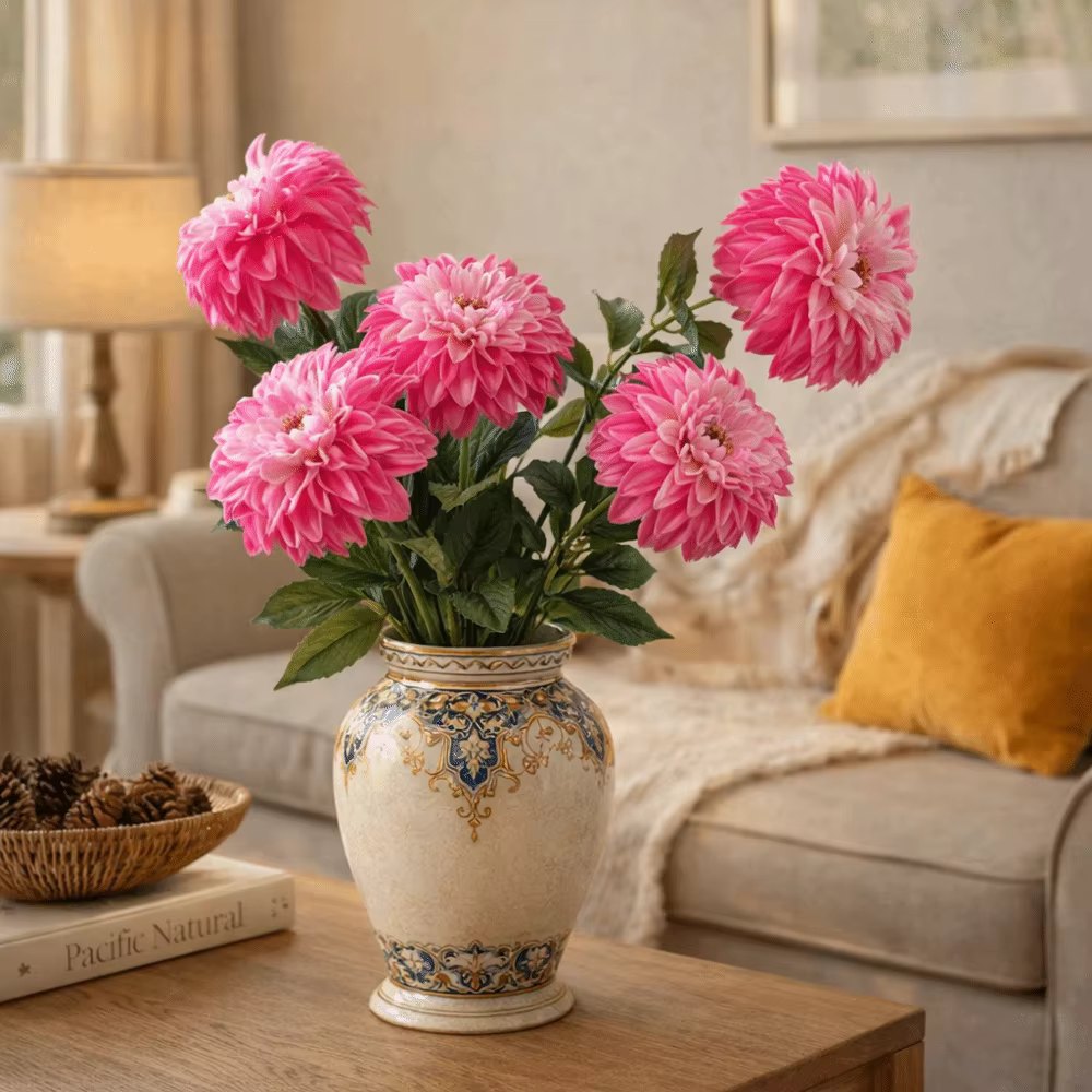 Arrangement floral : Grande fleur artificielle réaliste en forme de dahlia imprimée en 3D