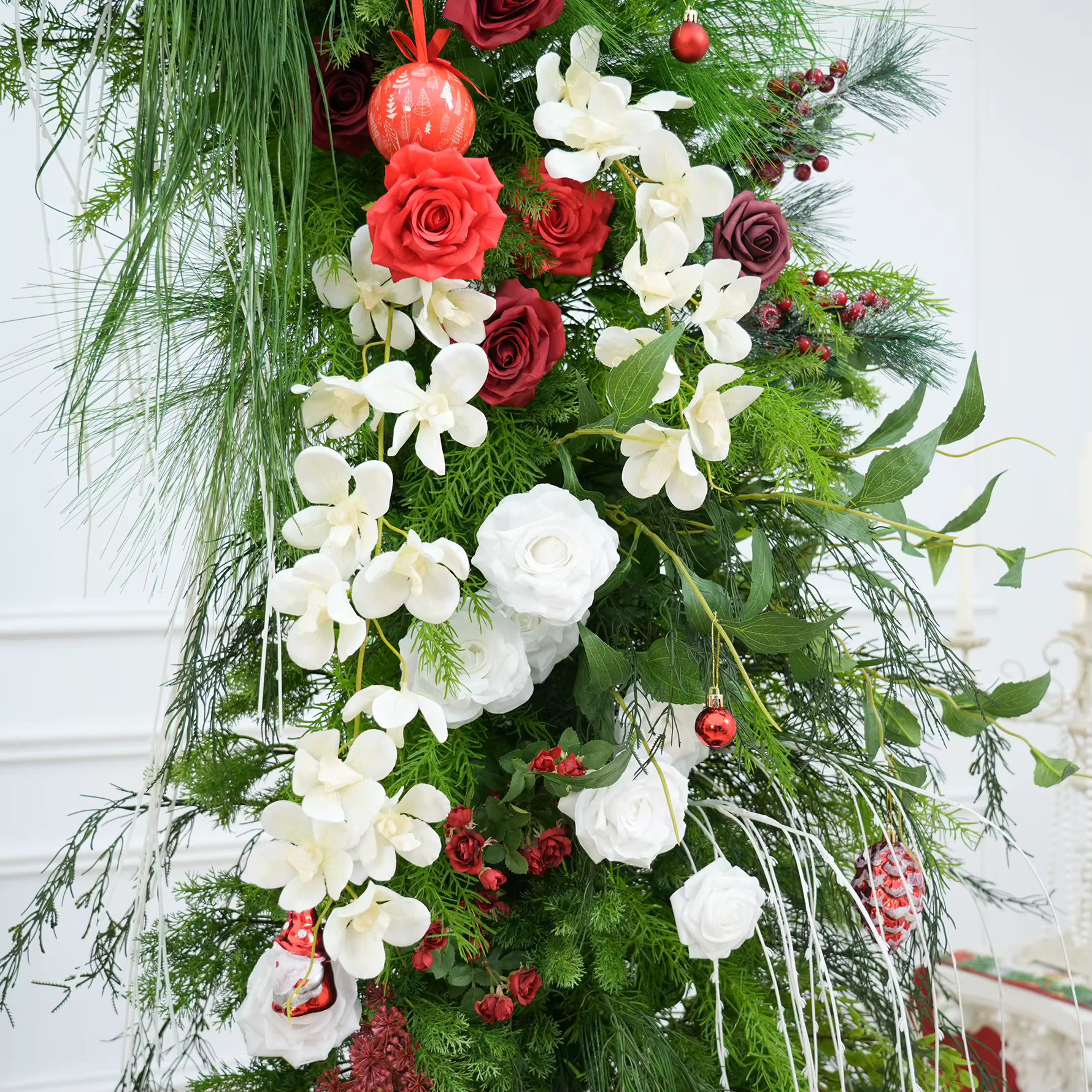 Angela Flower A9039 Mori série de noël Rose verdure Arrangement Floral arc décor nouvel an passerelle florale coureur accessoires de fête