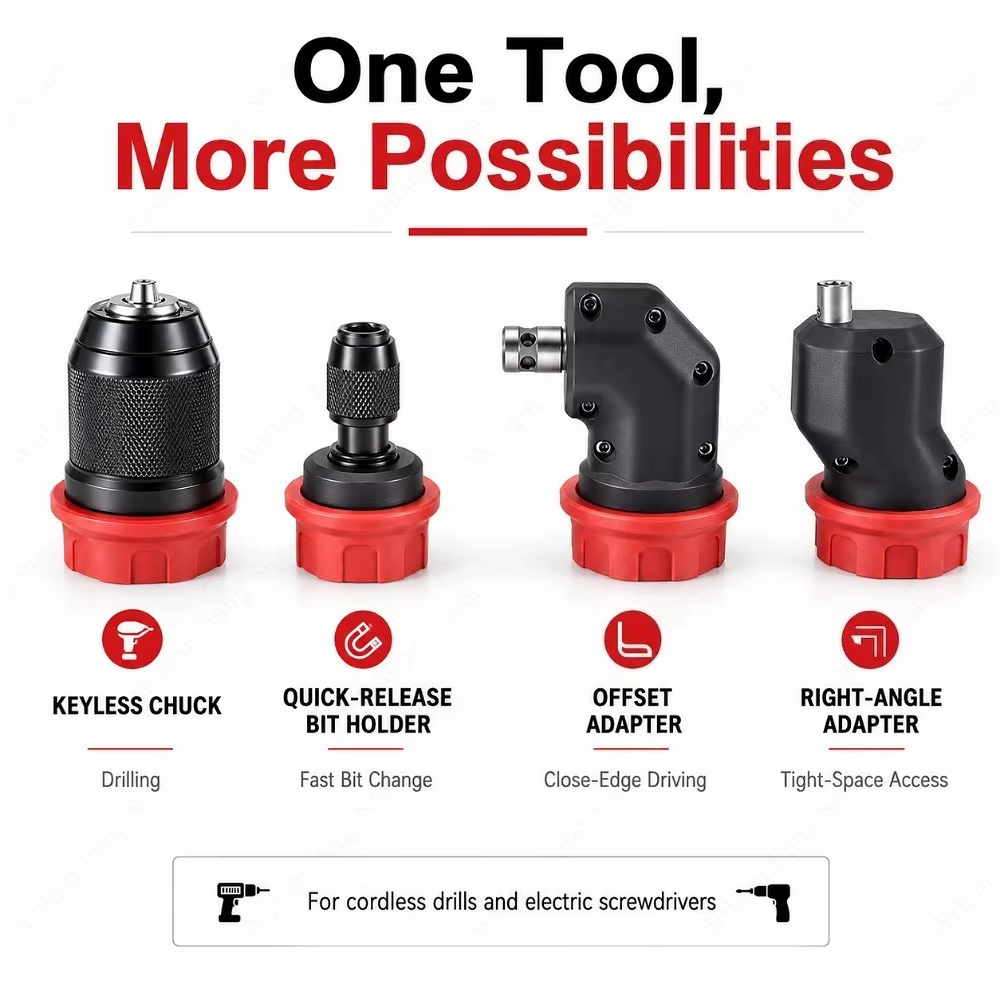 Accessoire de conversion de mandrin de perceuse à dégagement rapide, compatible avec les embouts hexagonaux de 6,35 mm, pour perceuses sans fil et avec fil, pour diverses tâches