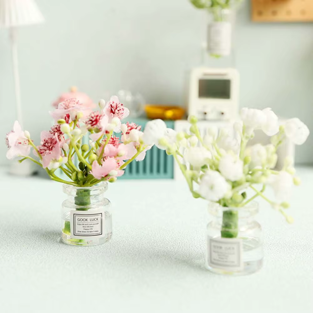 Pot d'arrangement Vase de fleurs séchées 1:12 maison de poupée Miniature Simulation plantes en Pot accessoires