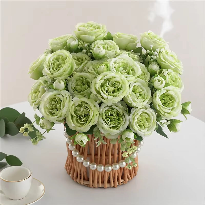 Bouquet de pivoines artificielles d'aloès vert