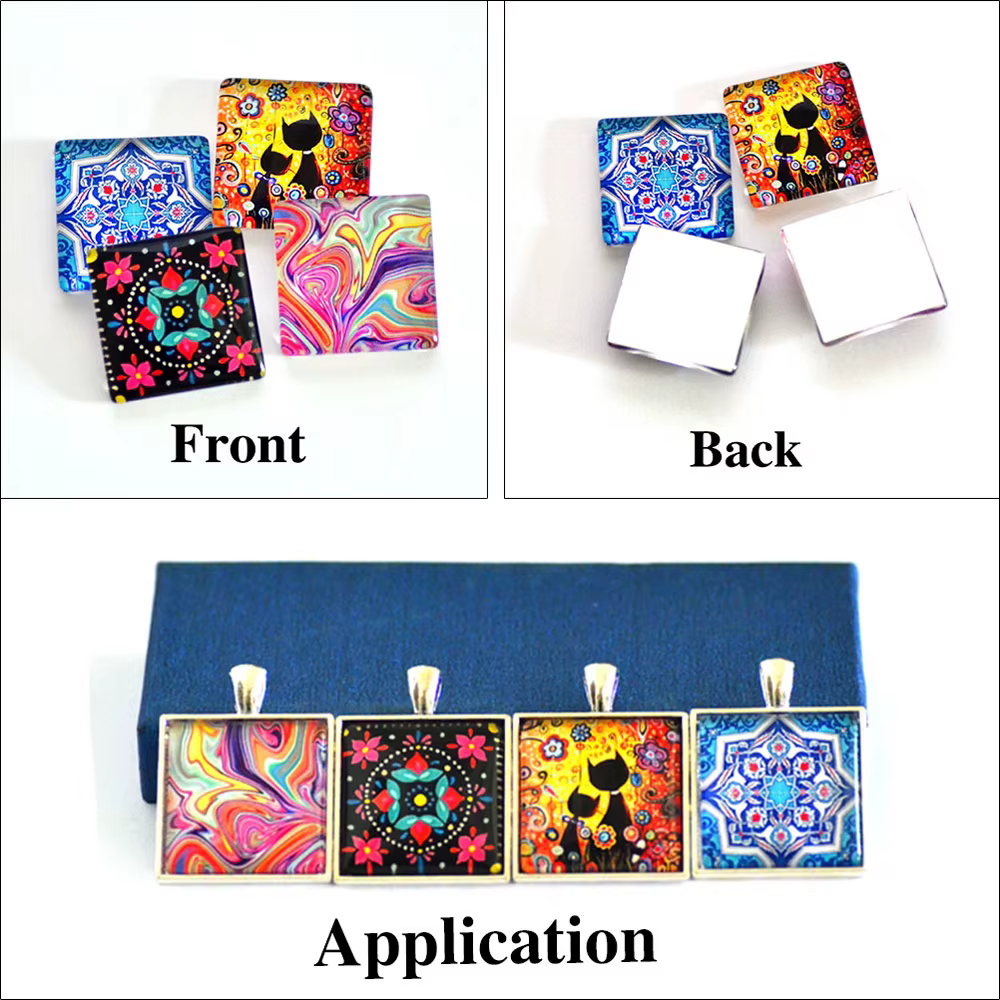 Art coloré peinture à l'huile fleurs carré 10 pièces mélangées 12mm/20mm/25mm/30mm photo verre cabochon démo dos plat résultats de fabrication