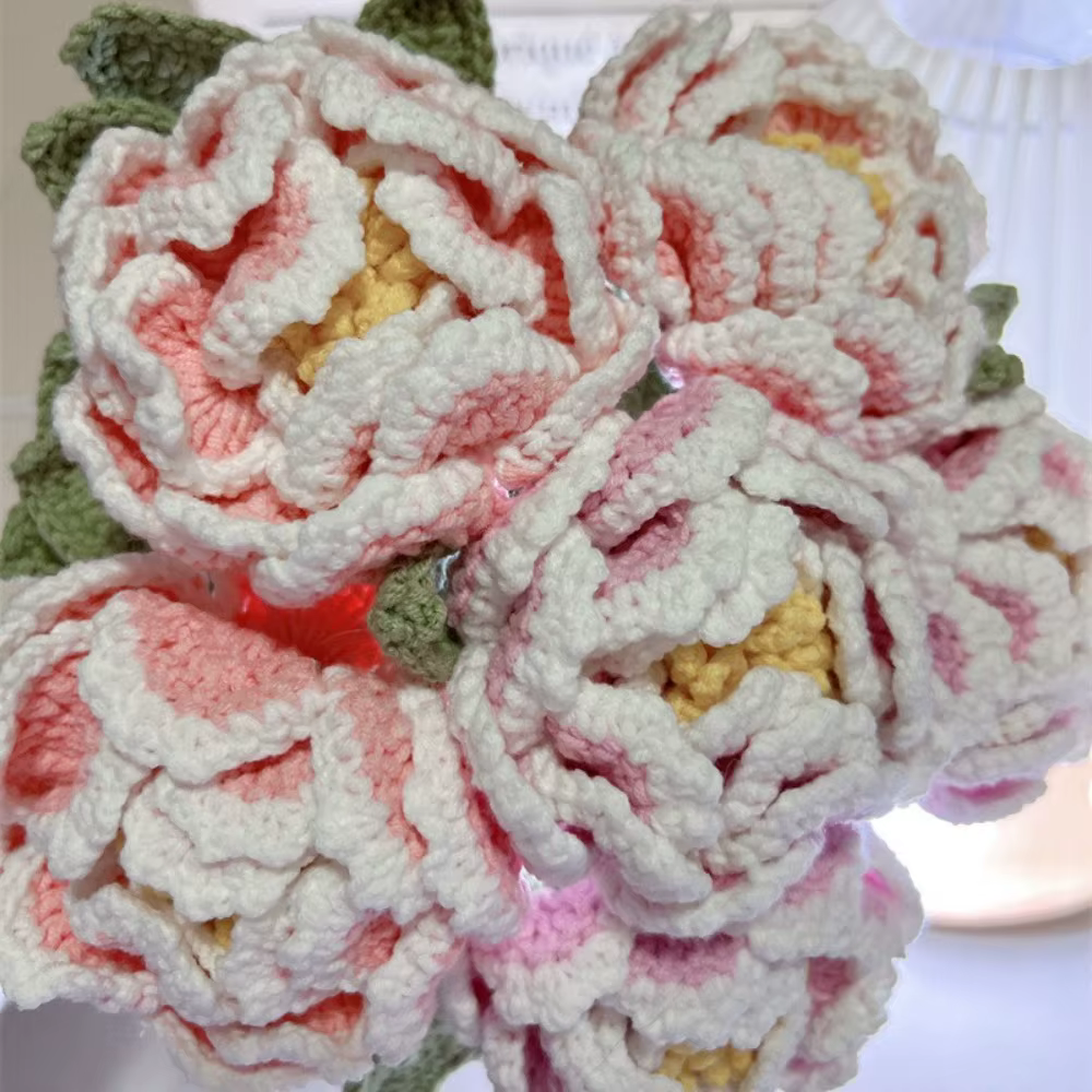 Bouquet de pivoines au crochet fait à la main