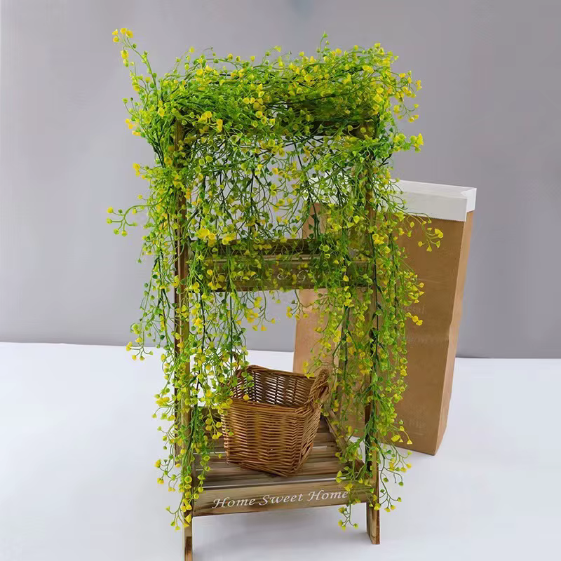 1 pièce de plante grimpante artificielle murale en saule clochette doré