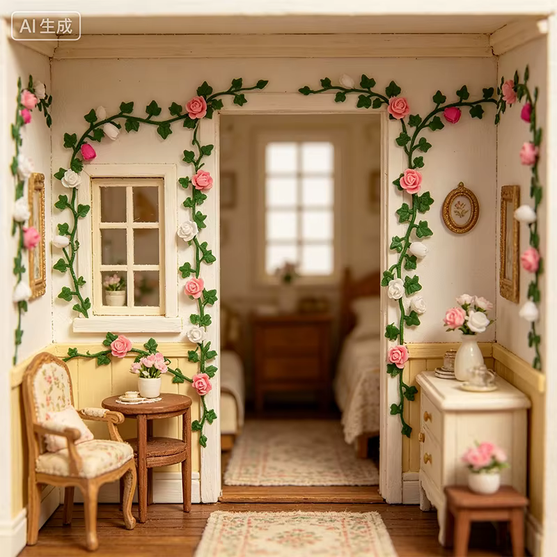 Mini-vigne de fleurs artificielles 1:12 pour maison de poupée