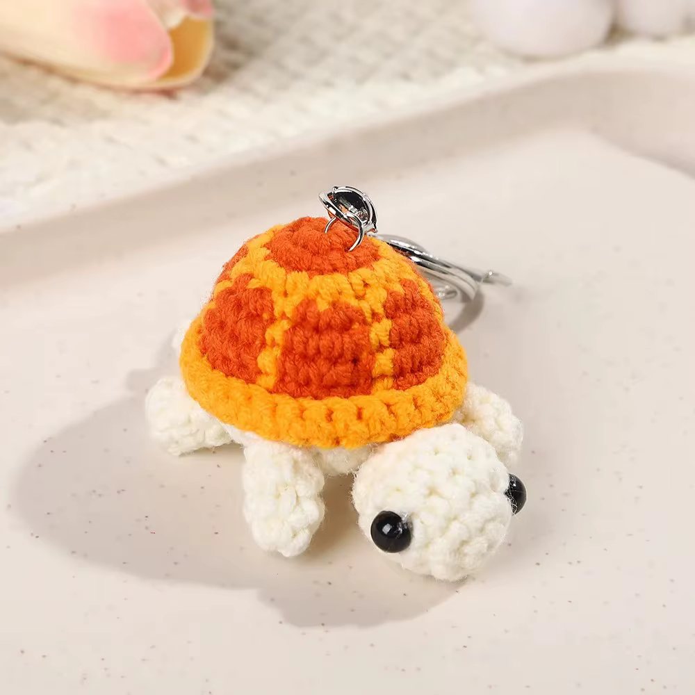 Adorable porte-clés tortue, jouet en peluche tortue Miniature au crochet fait à la main, accessoire d'ornement suspendu