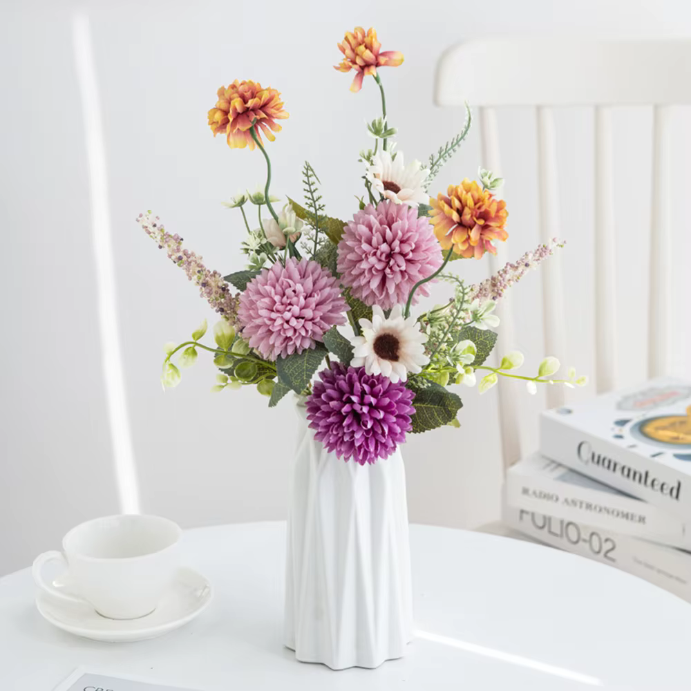 Fleurs artificielles en soie bulbeuse chrysanthème bulle festival couronnes mariage nuptiale Bouque maison chambre jardin décoration bricolage cadeau