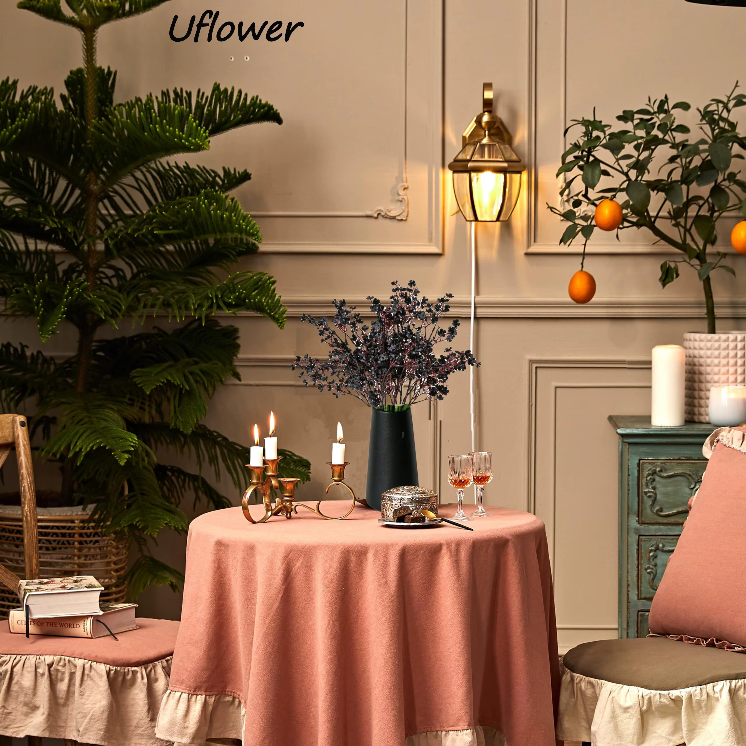 Fleurs artificielles noires