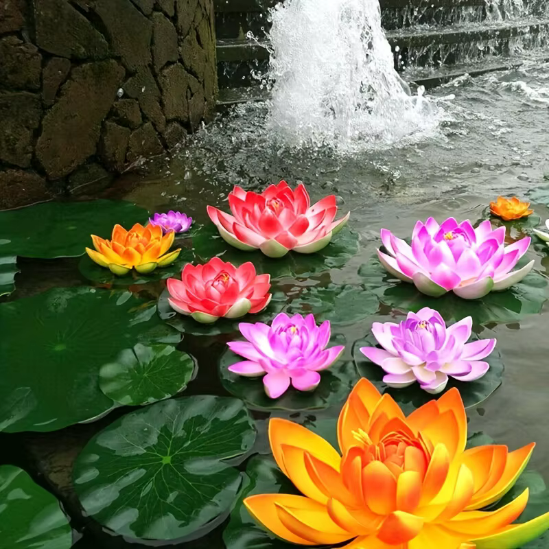 Lotus artificiel 3 fleurs et 3 feuilles