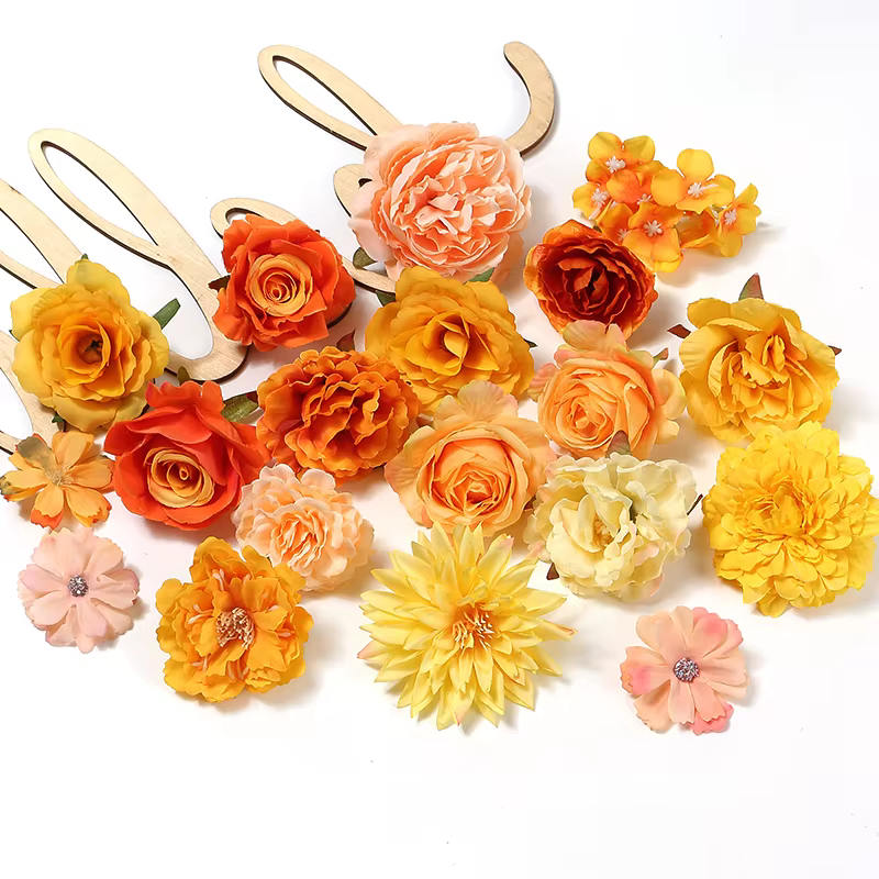 Têtes de fleurs artificielles Orange
