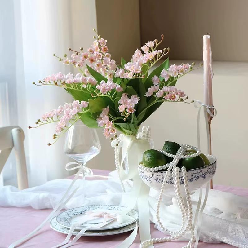 Bouquet de fleurs artificielles en soie de muguet