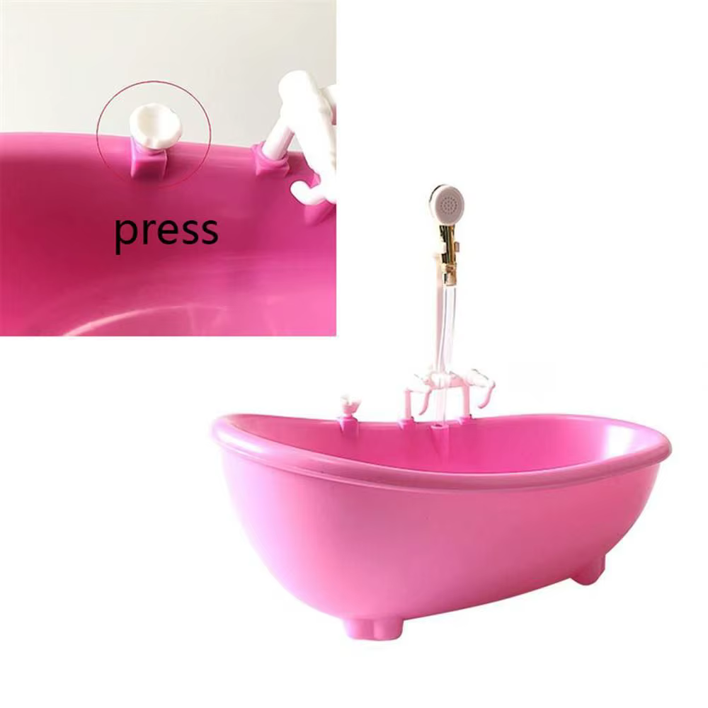 Meubles de maison de poupée, accessoires de bain, miniatures de baignoire en plastique à l'échelle 1:6, baignoire électrique