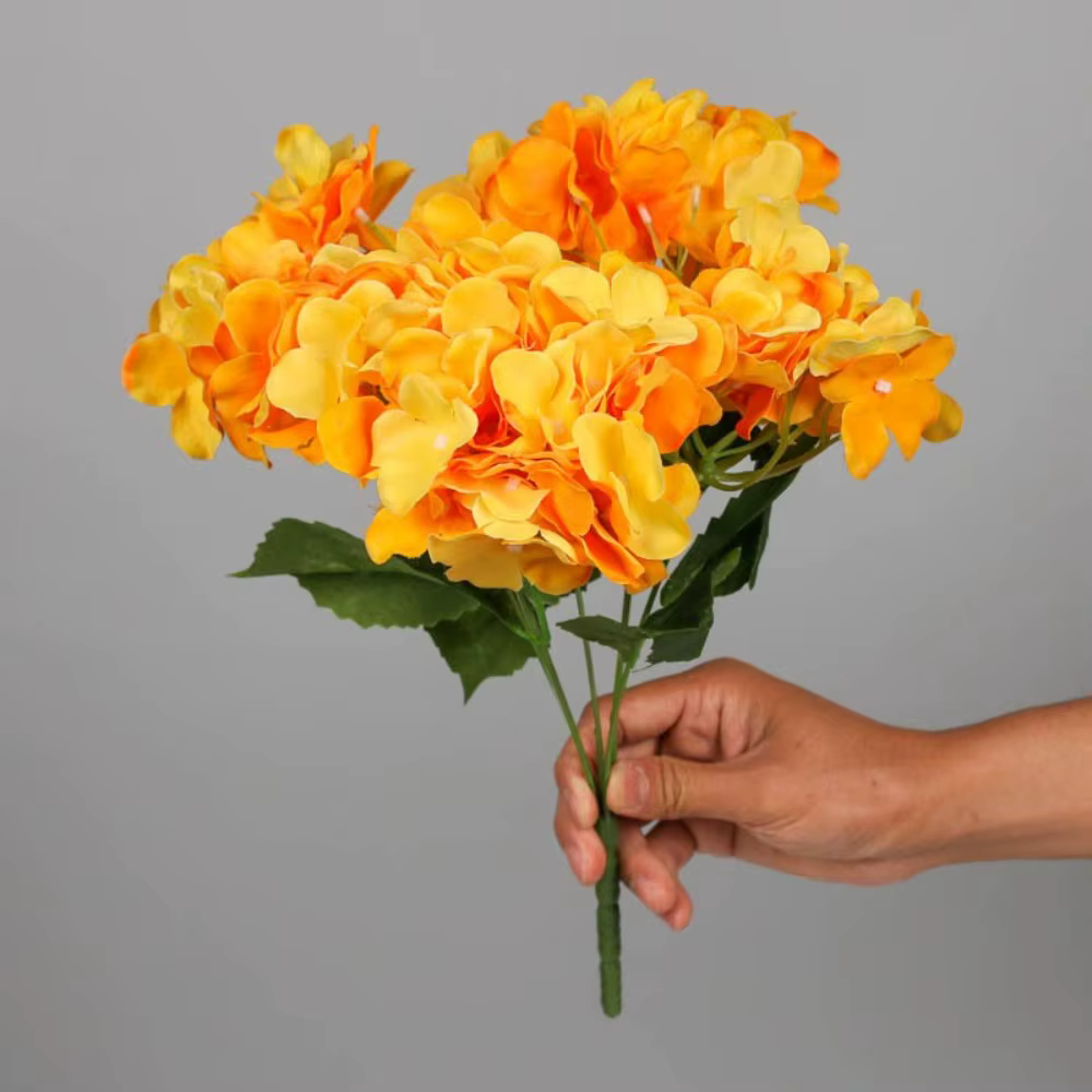 Décoratif 5 têtes artificielle hortensia fleur soie bricolage faux