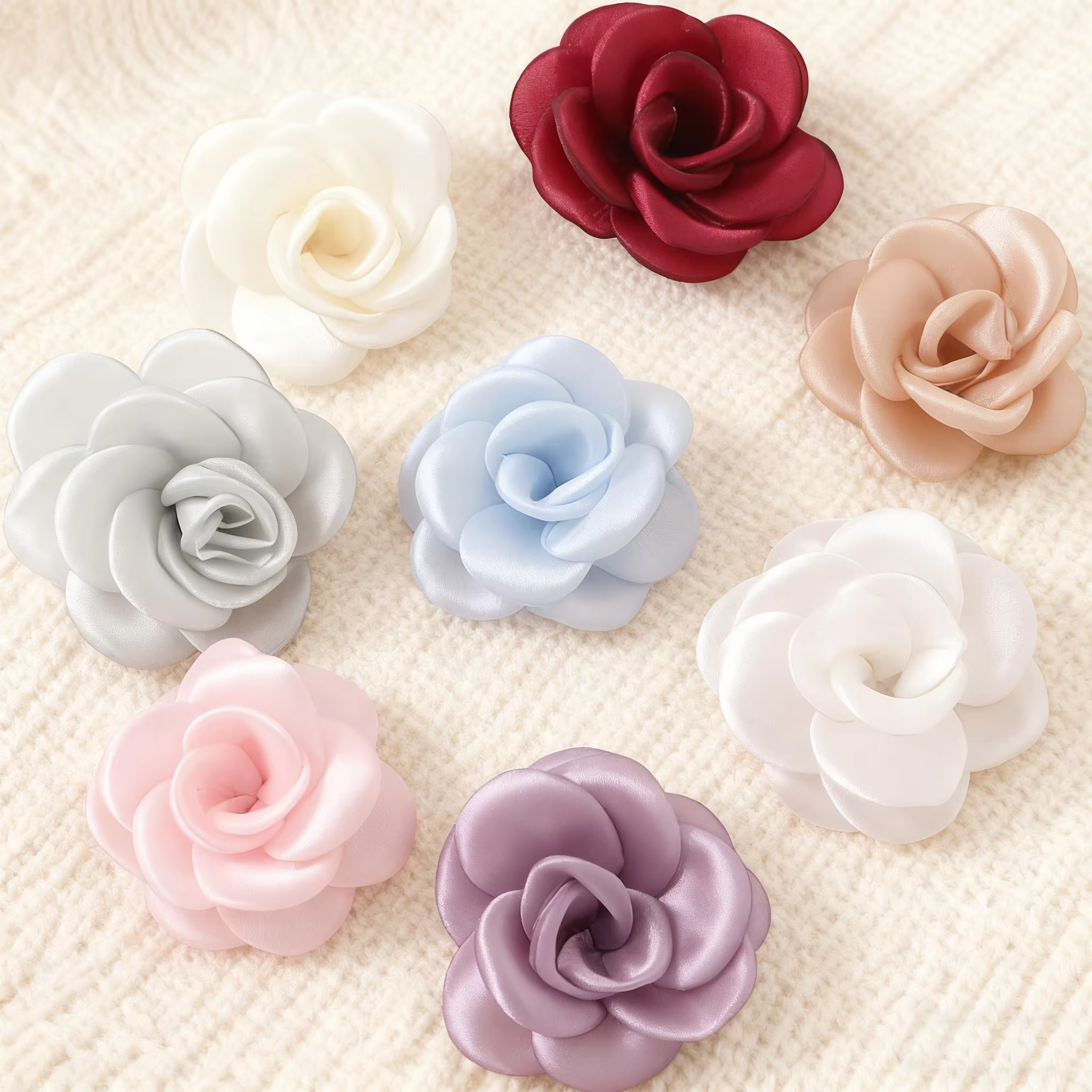 Rose camélia blanche en mousseline de soie