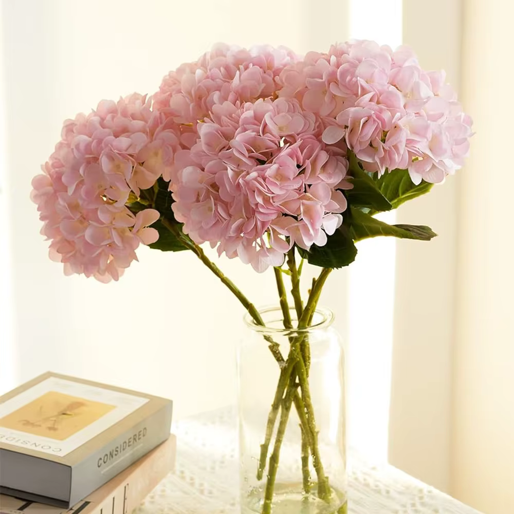 1 bouquet de fleurs d'hortensia artificielles en soie