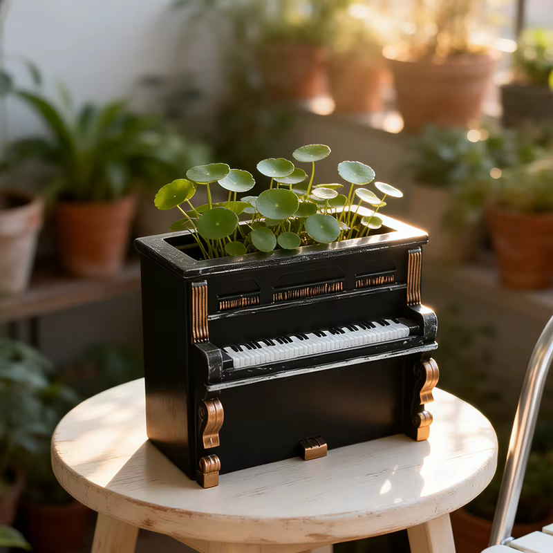 Mini pot de fleurs créatif en forme de piano