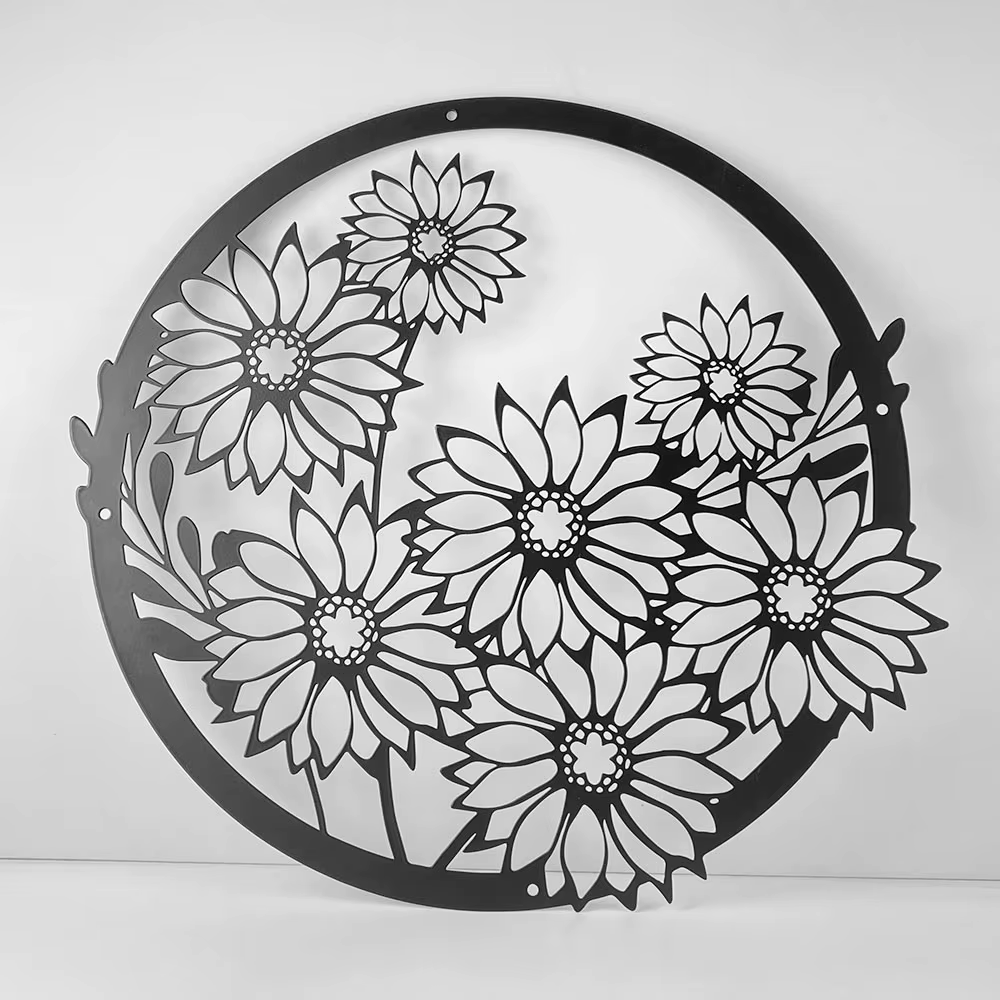 Panneaux de fleurs en métal noir