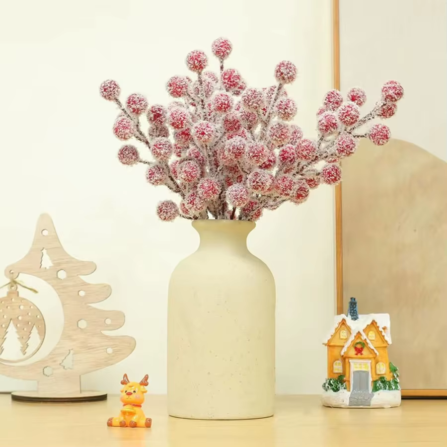 Artificialplant Chinois ilex Petit Fruit Rouge Nouvel An Noël Maison chambre En Plein Air Jardin De Mariage HolidayParty Bricolage cadeau boîte Décor