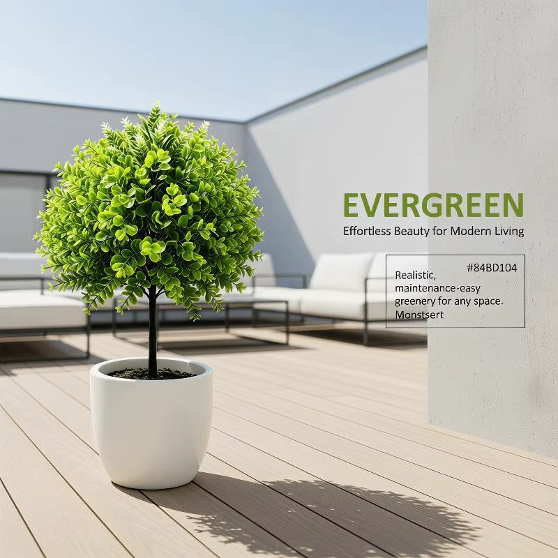 Plantes vertes artificielles sur piquet